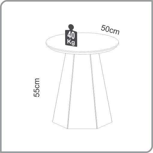 MESA LATERAL 50CM- BLANCO HUESO/ FREIJO - Imagen 2
