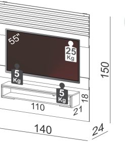 Alternative view of PANEL 140CM CON NICHO BLANCO HUESO/ FREIJO