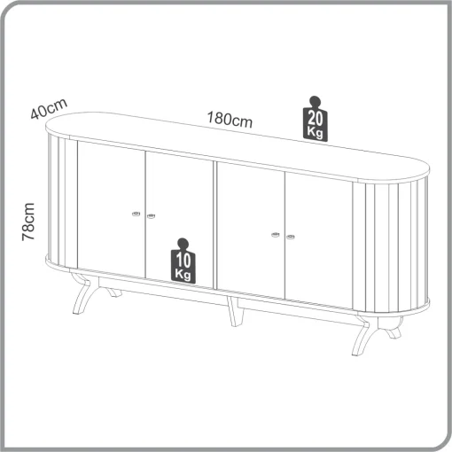 BUFFET CURVO C/4 PUERTAS FREIJO / NEGRO MATE - Imagen 2