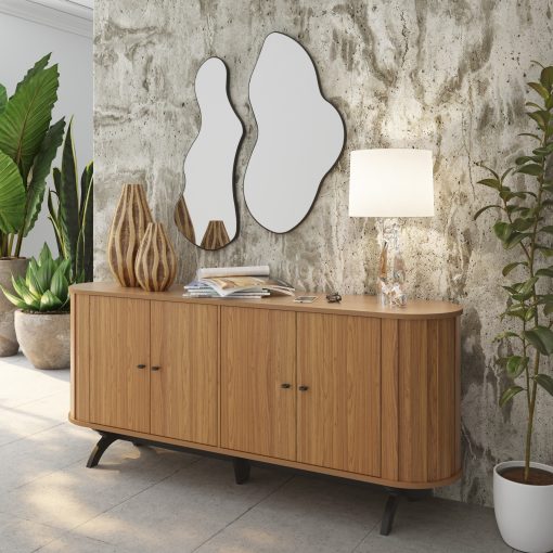 BUFFET CURVO C/4 PUERTAS FREIJO / NEGRO MATE