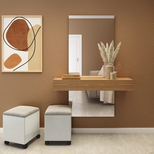 ESPEJO CON CAJON 110CM FREIJO / BLANCO HUESO / ESPEJO