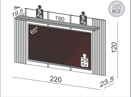 PANEL 220CM BLANCO HUESO / FREIJO 65'' - Imagen 2