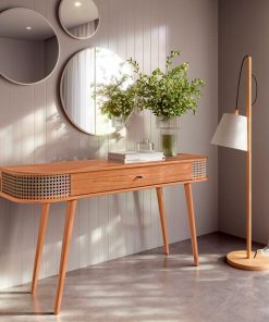 CONSOLA-REPISA 140CM C/1 CAJON- FREIJO/ TELA