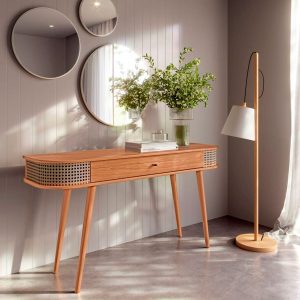 CONSOLA-REPISA 140CM C/1 CAJON- FREIJO/ TELA