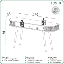 Alternative view of CONSOLA-REPISA 140CM C/1 CAJON- FREIJO/ TELA