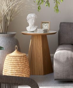 MESA LATERAL 50CM- BLANCO HUESO/ FREIJO