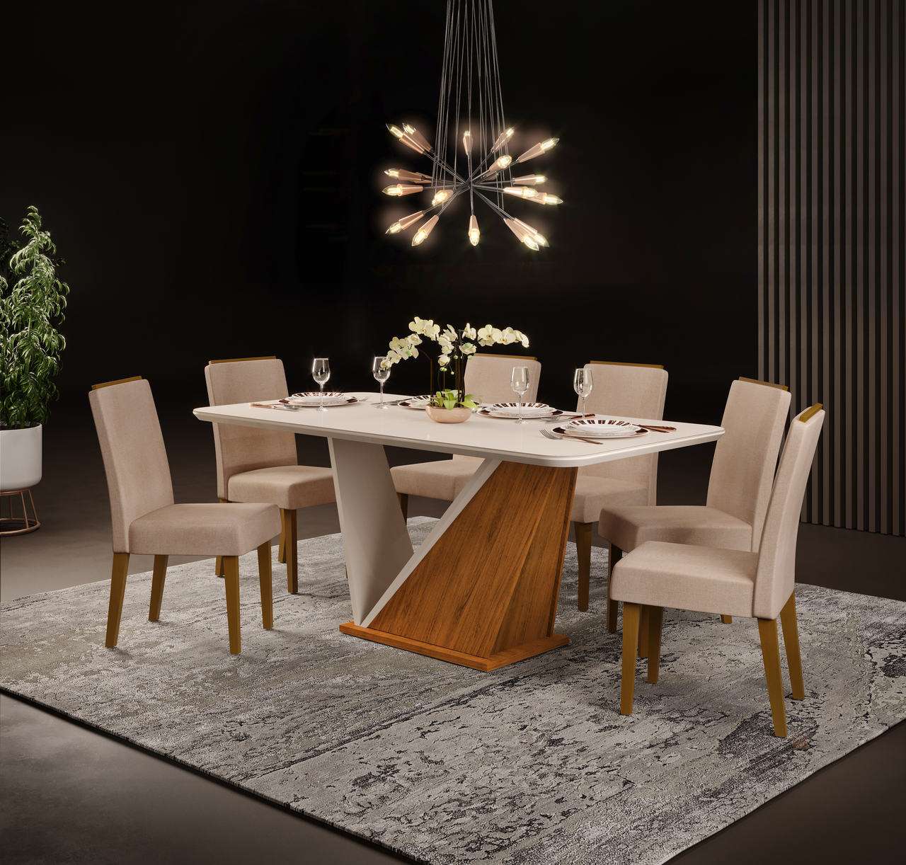 MESA DE COMEDOR FORME 1800X900X30 FREIJO/ OFF WHITE