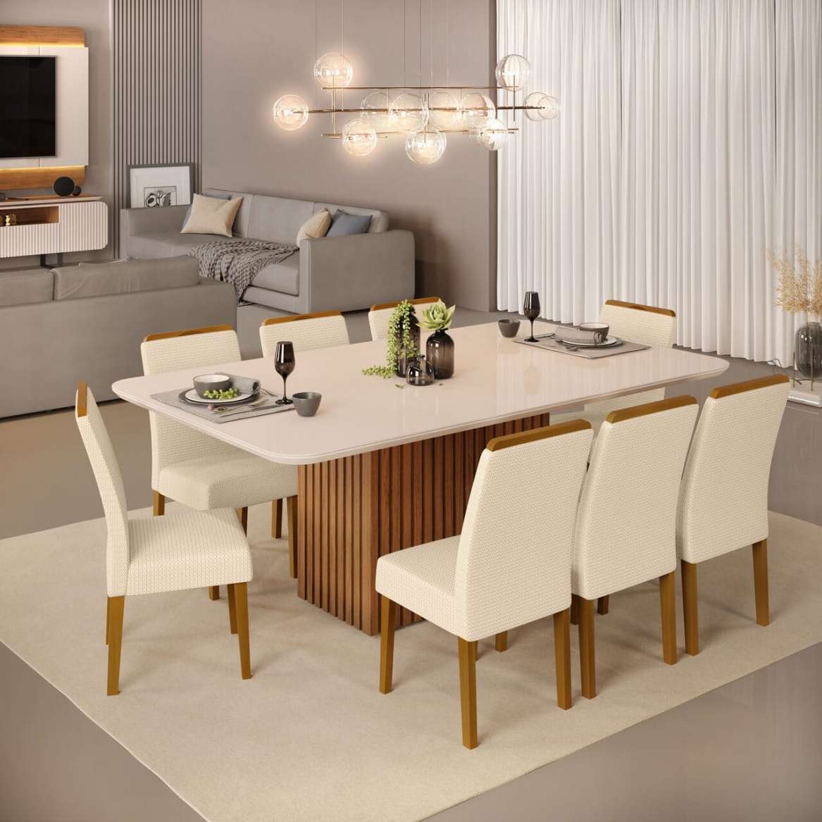 MESA DE COMEDOR CANES 200 FREIJO OFF WHITE