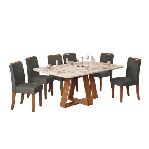 MESA DE COMEDOR CELESTE 160X90X30 FREIJO/ OFF WHITE - Imagen 4