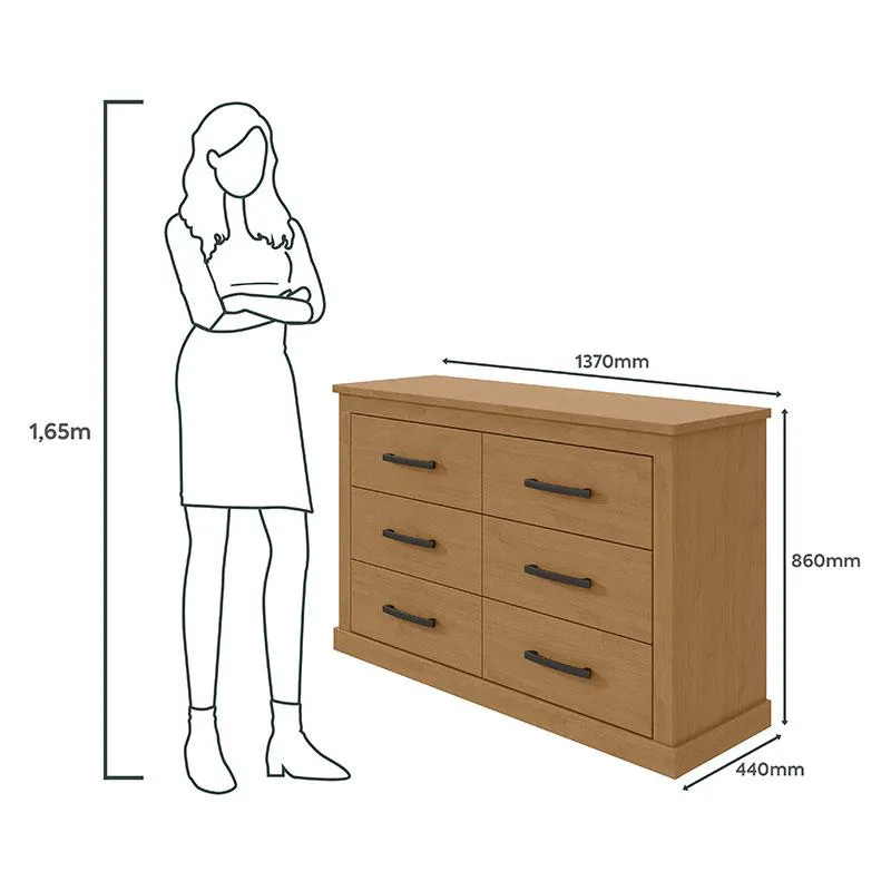 GAVETERO HORIZONTAL RUSTIC CON 06  CAJONES AMENDOA CLEAN - Imagen 3