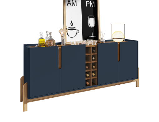 BUFFET LIZZ 190 CM 4 PUERTAS COBALT BLUE/CEDAR - Imagen 4