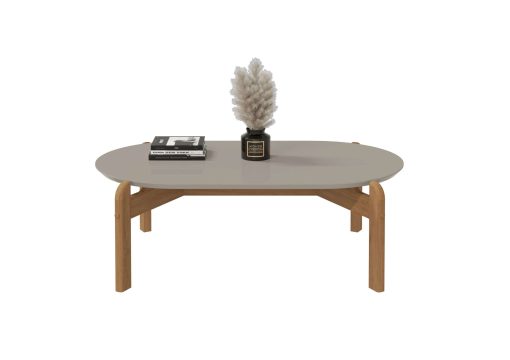 MESA DE CENTRO LIZZ OBLONGA OFF WHITE HIGH GLOSS/ CEDAR - Imagen 4