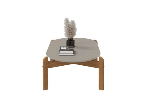 MESA DE CENTRO LIZZ OBLONGA OFF WHITE HIGH GLOSS/ CEDAR - Imagen 5