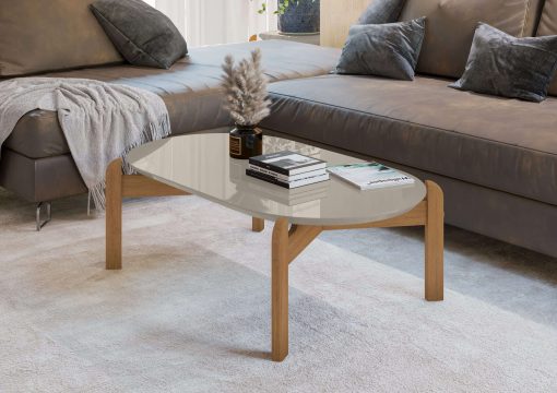 MESA DE CENTRO LIZZ OBLONGA OFF WHITE HIGH GLOSS/ CEDAR