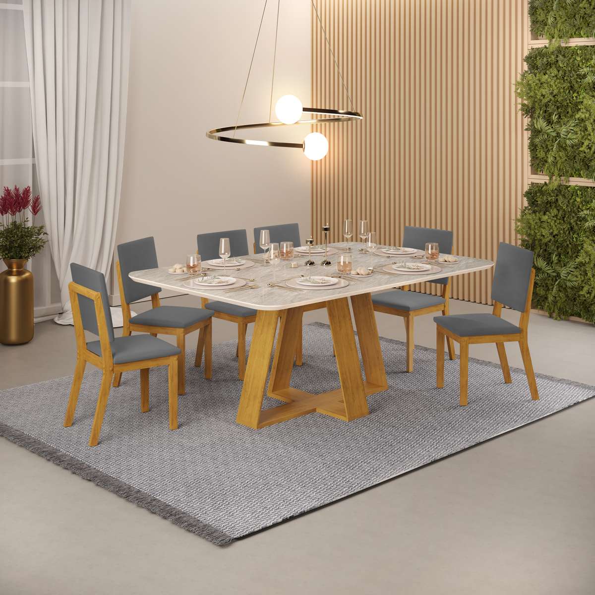 MESA DE COMEDOR CELESTE 160X90X3 CEDRO/ OFF WHITE