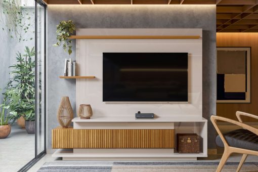 HOME ENT ISTAMBUL 65" CON 2 PUERTAS PEARL OFF WHITE/ FREIJO SLATT