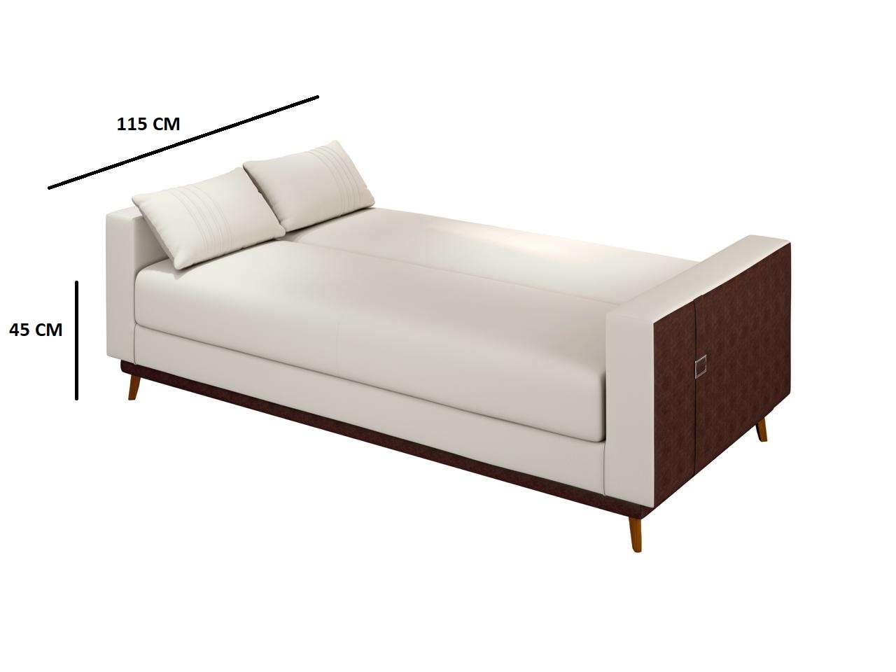 SOFA CAMA ESTHER BASE REVESTIDA LEATHER MARRON/ BLANCO - Imagen 3