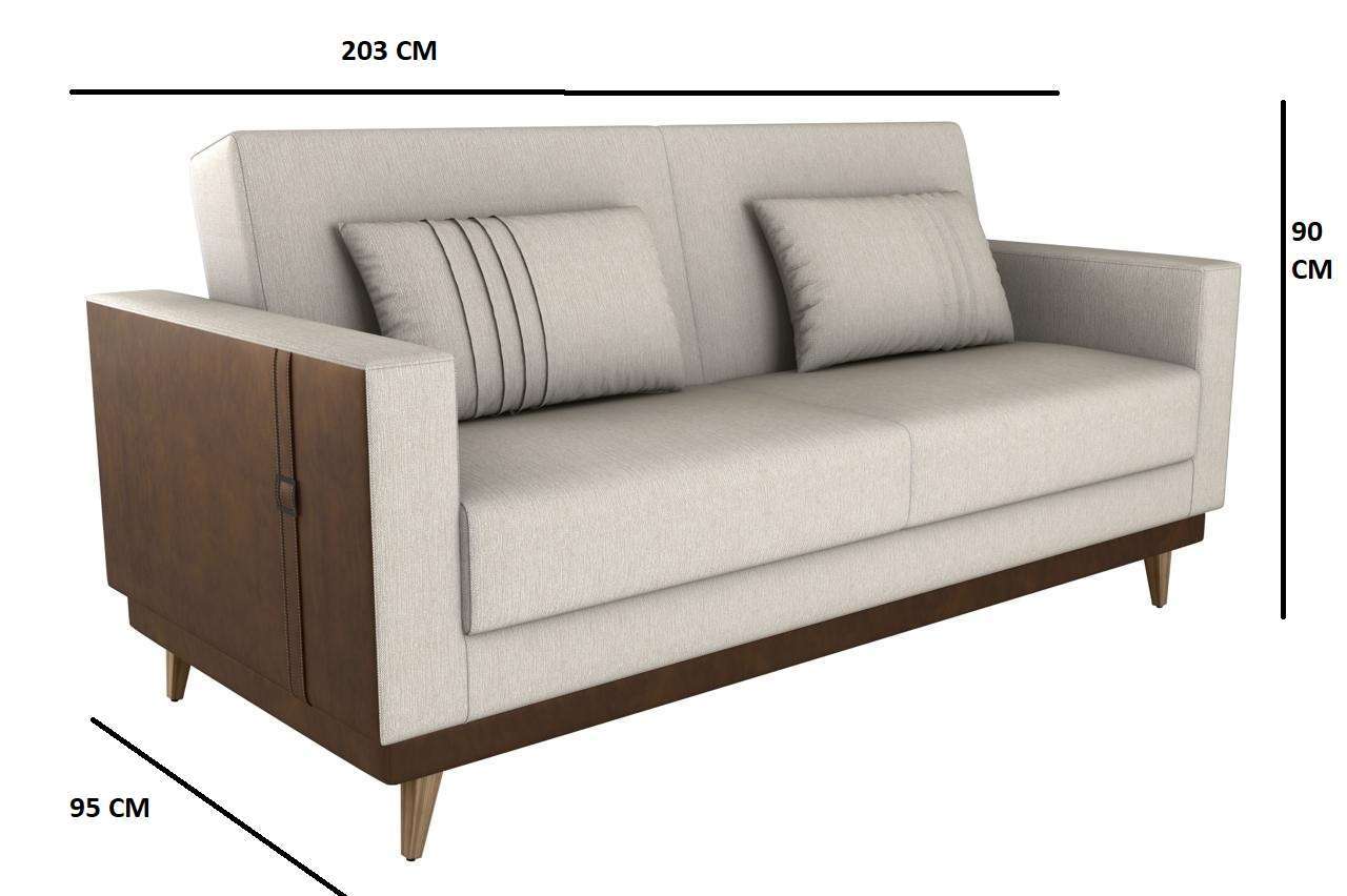 SOFA CAMA ESTHER BASE REVESTIDA LEATHER MARRON/ BLANCO - Imagen 2