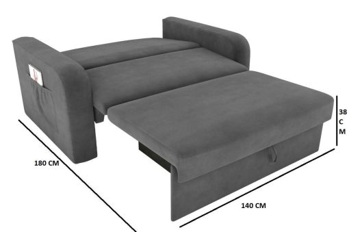 SOFA CAMA DAIANE GRIS B-250 - Imagen 2