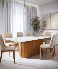 MESA LIVING 2.2 - VIDRO RETANGULAR OFF WHITE/CINAMOMO