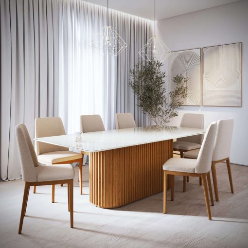 MESA LIVING 2.2 - VIDRO RETANGULAR OFF WHITE/CINAMOMO