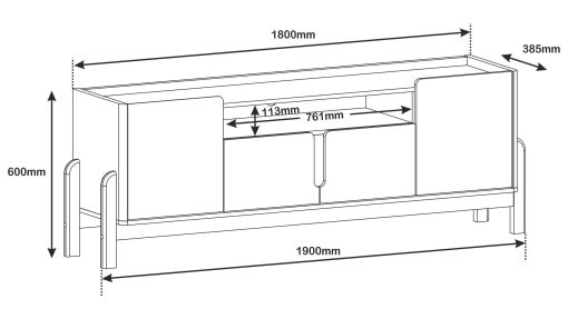 RACK LIZZ 190CM 60" 4 PUERTAS OFF WHITE HIGH GLOSS/CEDAR - Imagen 2