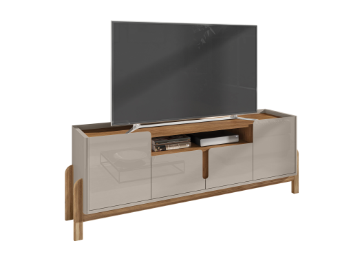 RACK LIZZ 170CM 60" 4 PUERTAS OFF WHITE HIGH GLOSS/CEDAR - Imagen 4
