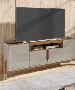 RACK LIZZ 170CM 60" 4 PUERTAS OFF WHITE HIGH GLOSS/CEDAR