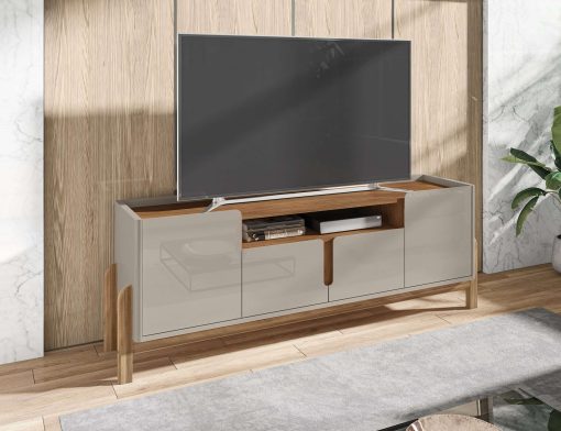 RACK LIZZ 170CM 60" 4 PUERTAS OFF WHITE HIGH GLOSS/CEDAR