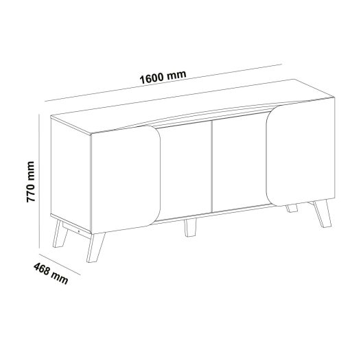 CREDENZA-BUFFET ELEGANCE- OFF WHITE/ PINO RIPADO - Imagen 2