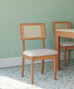 SILLA DE COMEDOR FREIJO/BEGE RUSTICO/TELA SINTETICA