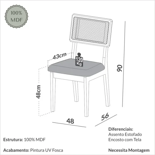 SILLA DE COMEDOR FREIJO/CESARE CLARO/TELA SINTETICA - Imagen 2