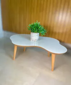 MESA DE CENTRO ORGANICA 88CM - OFF WHITE / FREIJO