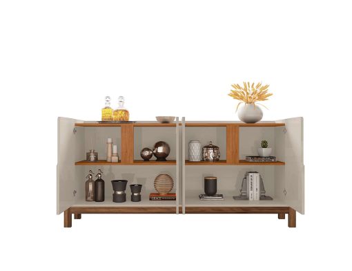 BUFFET LIZZ 170 CM 4 PUERTAS OFF WHITE HIGH GLOSS/CEDAR - Imagen 3