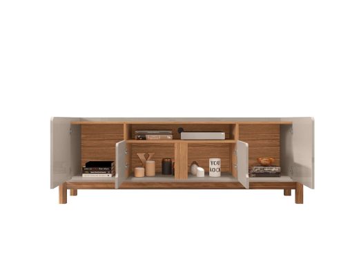 RACK LIZZ 190CM 60" 4 PUERTAS OFF WHITE HIGH GLOSS/CEDAR - Imagen 5