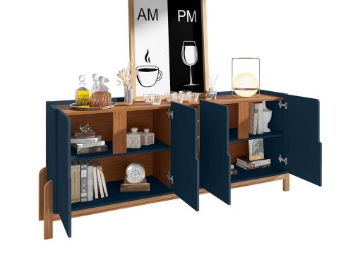 BUFFET LIZZ 190 CM 4 PUERTAS COBALT BLUE/CEDAR - Imagen 3