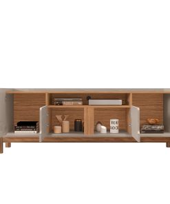 Alternative view of RACK LIZZ 170CM 60" 4 PUERTAS OFF WHITE HIGH GLOSS/CEDAR