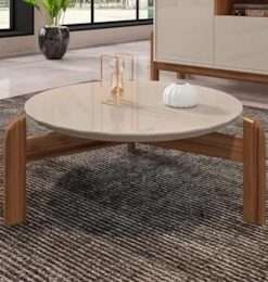 MESA DE CENTRO LIZZ OFF WHITE HIGH GLOSS/ CEDAR - Imagen 5