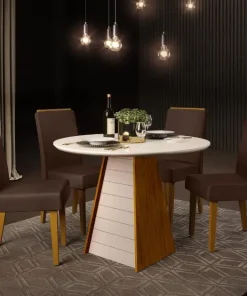 MESA FLER REDONDO 1035X1035X30 FREIJO/OFF WHITE