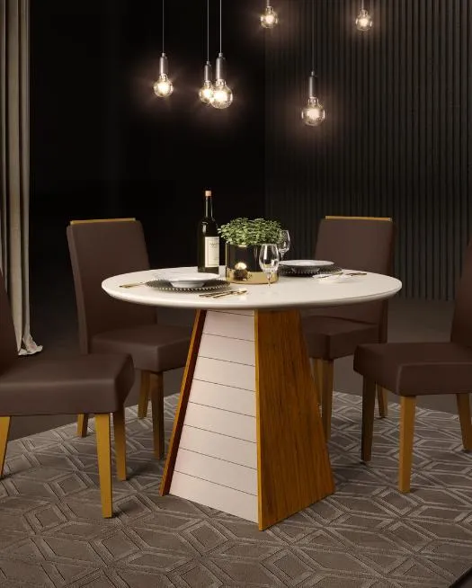 MESA FLER REDONDO 1035X1035X30 FREIJO/OFF WHITE