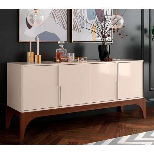 CREDENZA-BUFFET AMALFI 4 PUERTAS OFF WHITE/ MADERO CINNAMON