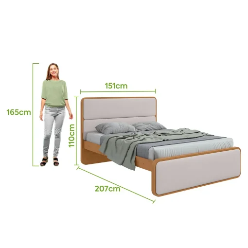 CAMA MATRIMONIO 1,40 LOOP - CORANO BEGE / AMENDOA CLEAN - Imagen 2