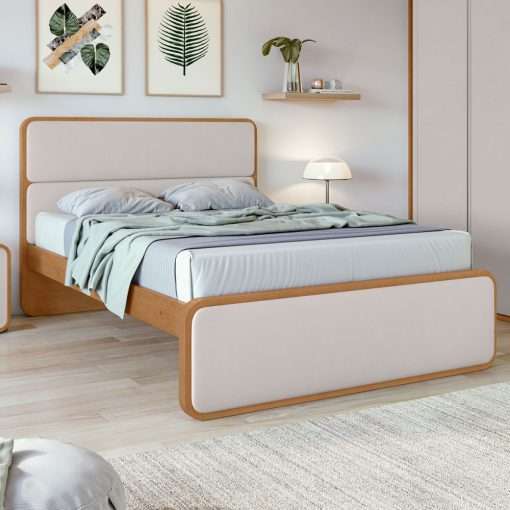 CAMA MATRIMONIO 1,60 LOOP - CORANO BEGE / AMENDOA CLEAN