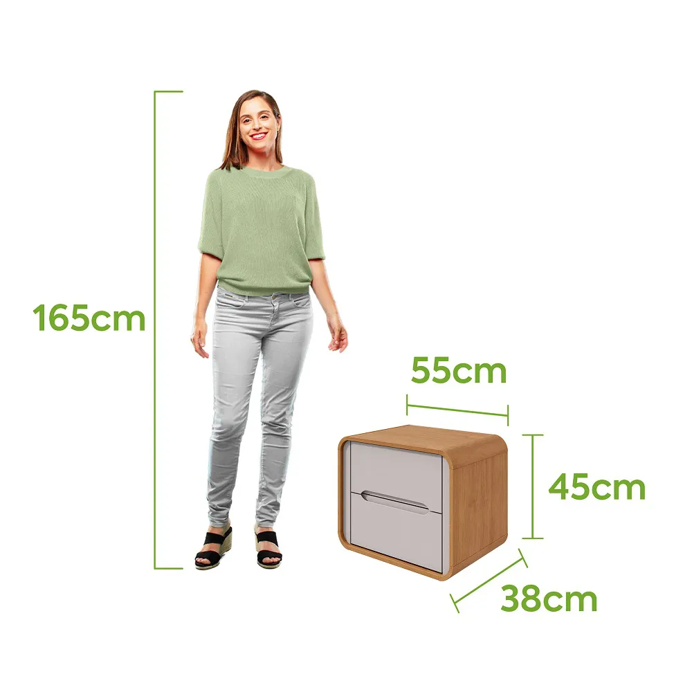 MESA DE NOCHE LOOP AMENDOA CLEAN/ OFF WHITE - Imagen 2