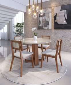 MESA WOOD REDONDA 1.2 OFF WHITE/NATURE