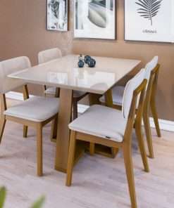 JUEGO DE COMEDOR WOOD REC 4 SILLAS CLASSIC LINO NATURE