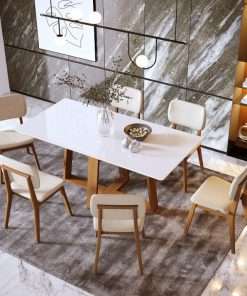 MESA WOOD 1.8 RECTANGULAR OFF WHITE/ CINAMOMO