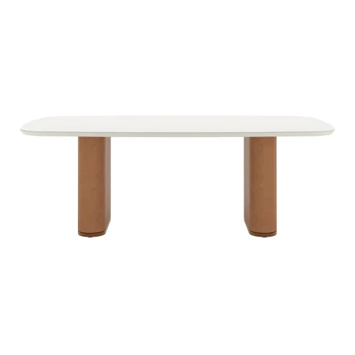 MESA LINTZ 2.2 VIDRO OFF WHITE FOSCO CARAMEL CANELLA - Imagen 3