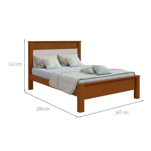 CAMA MATRIMONIAL FULL  ATHENAS 140X190 FRASSINO/ OFF WHITE/ FRASSINO - Imagen 2