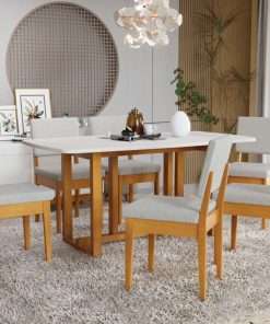 JUEGO DE COMEDOR FILADELFIA 1.60 CEREJEIRA CON SILLA MIAMI (6 PUESTOS)